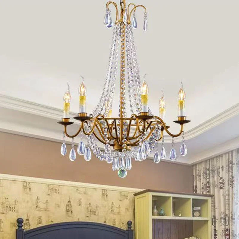 

European style light luxury crystal Chandelier Creative American Living Room Dining Room Bedroom Staircase Coffee Decor Lights