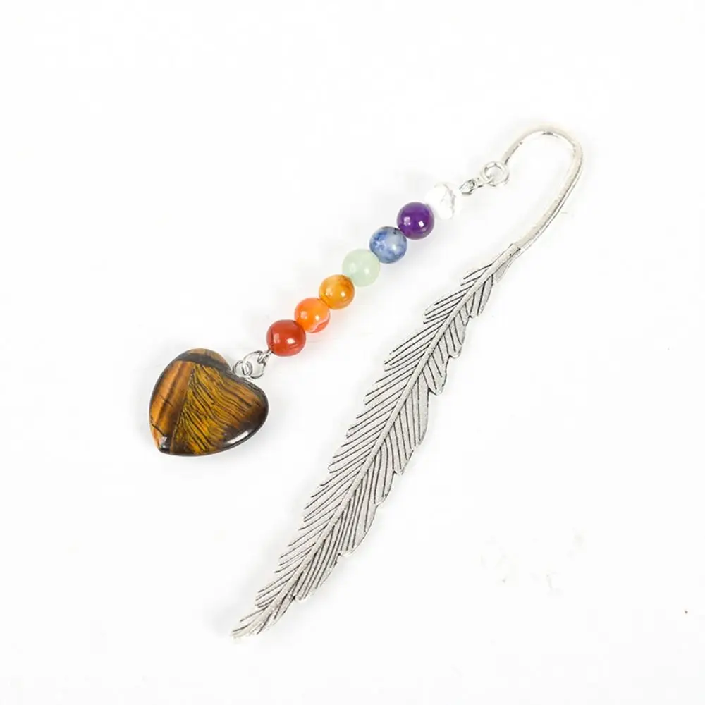 Reading Bookmark Healing Stone Bookmark Book Paginator Good Luck Crystal Beads Bookmark Pagination Mark Feather