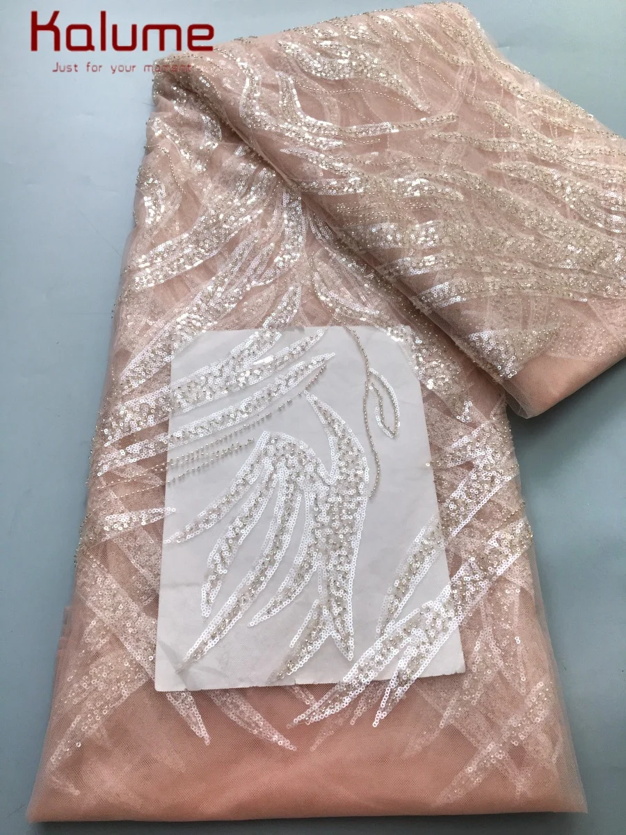 Kalume 2025 African Lace Fabric Newest Nigerian Tulle Lace Fabric with Sequins High-quality African French Net Lace Fabric F4399