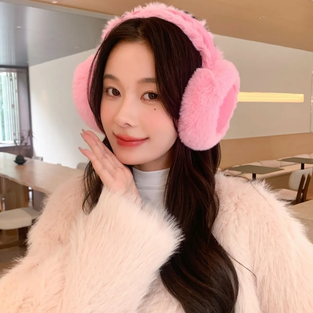 Earmuffs de pelúcia grossa para mulheres, capa de orelha de camurça marrom, acessórios Earlap macios, proteção fria ao ar livre, moda, Maillard