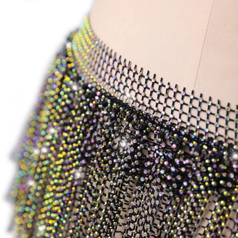 Diamond Shiny Belly Dance Waist Chain Multilayer Handmade Tassel Shawl Triangle Tassel Dance Costume Accessories Belly Dance