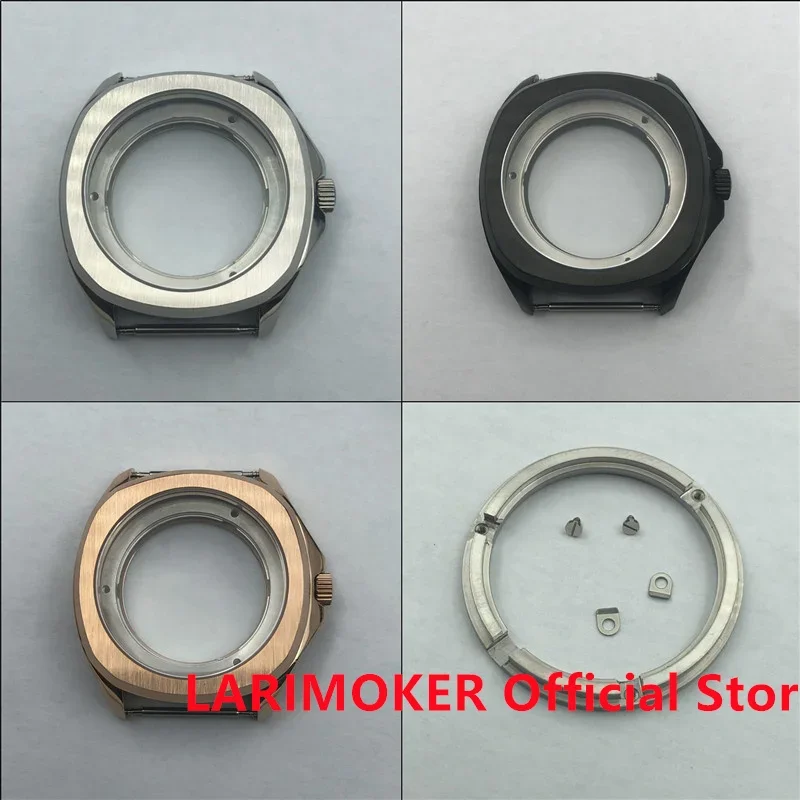 LARIMOKER 40mm Silver/Black Stainless SteelS Sapphire Crysta Wtch CaseF Fit ETA2836 Miyota8215 Mingzhu DG2813 3804 Movements