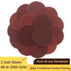 2 Inch 50mm Aluminium Dry Sandpaper 60 to 2000 Grits Hook &Loop Sandpaper Sanding Disc for Metal & Auto&Wood Sanding Polishing