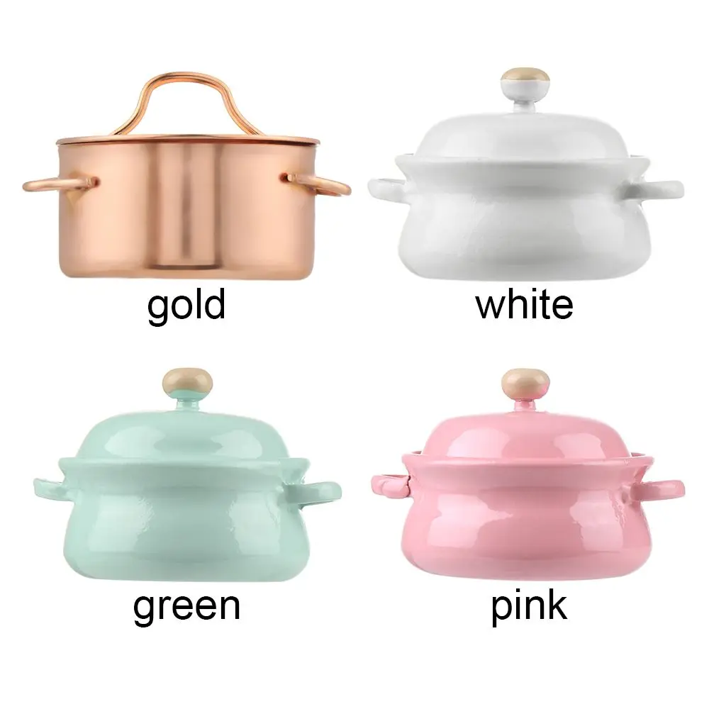 Model Doll Kitchenware Kitchen Cooking Toys Dollhouse Accessories Mini Cookware With Pot Cover Miniature Soup Pot