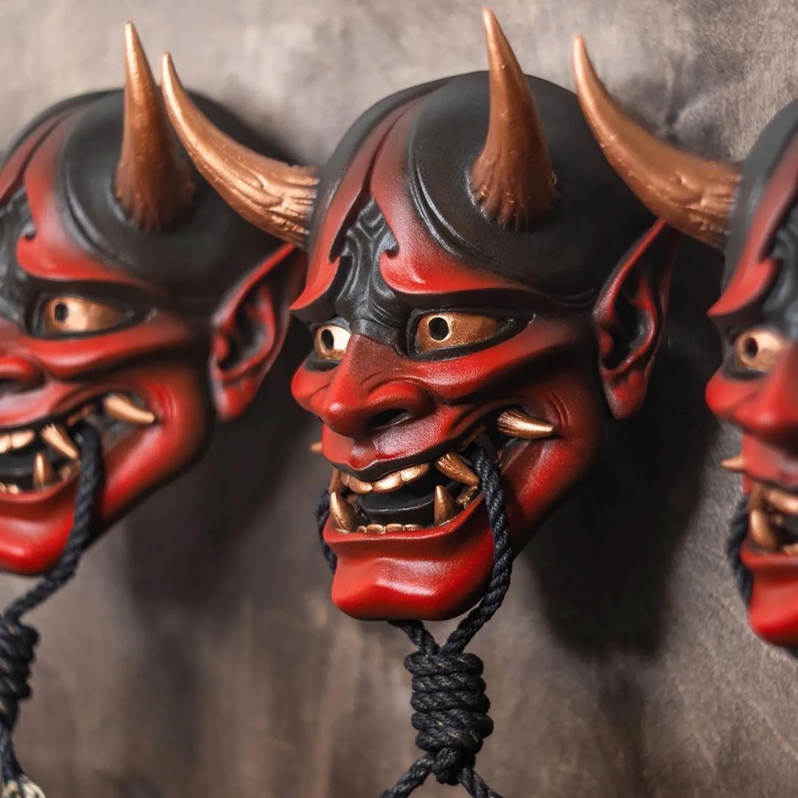 Devil Mask Japanese Scary Monster Kabuki Samurai Latex Mask Hannya Oni Noh Cosplay Party Props Creepy Mask Costume Cosplay