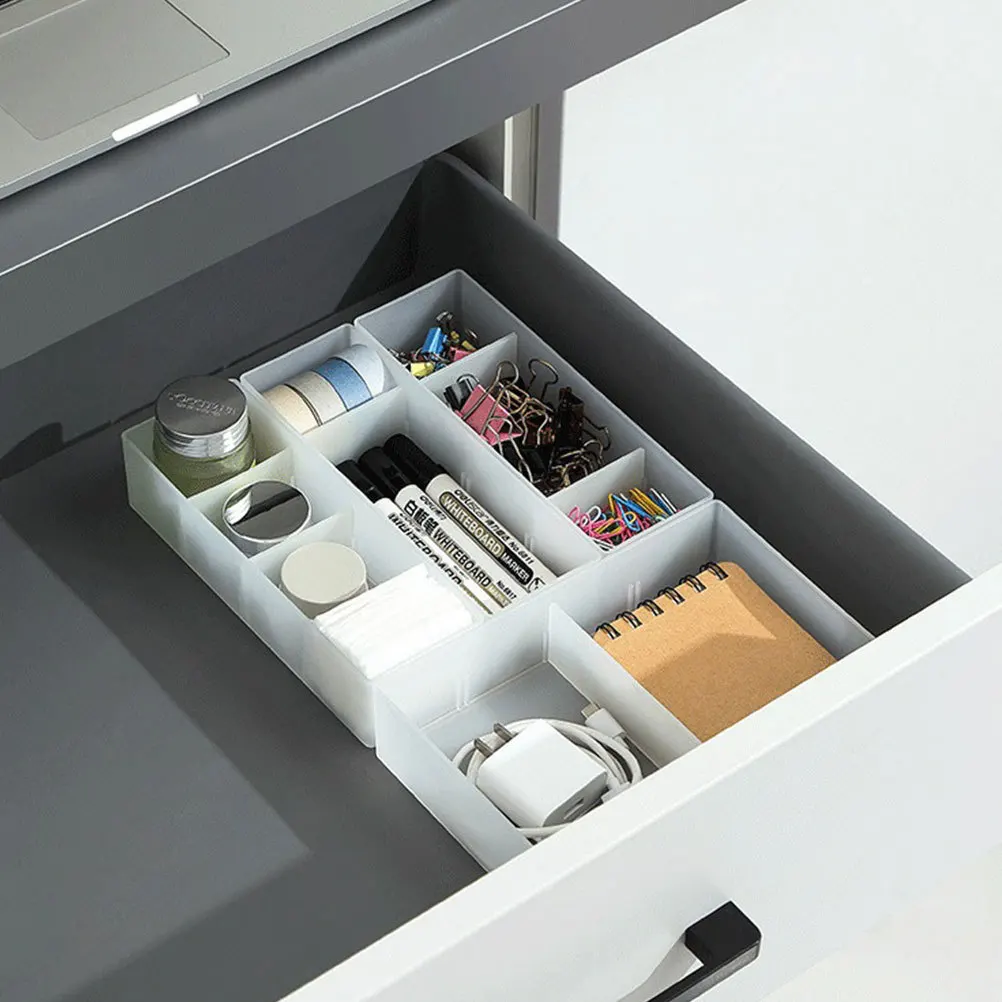 

2Pcs Multi-Grid Drawer Storage Box Sundries Organizer Removable Compartments Home Office Storage Case for Underwear Jewelry