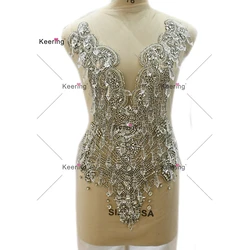 Hand-made Rhinestone Body Applique, Wedding Panel Sew on Hot Sale, WDP-245