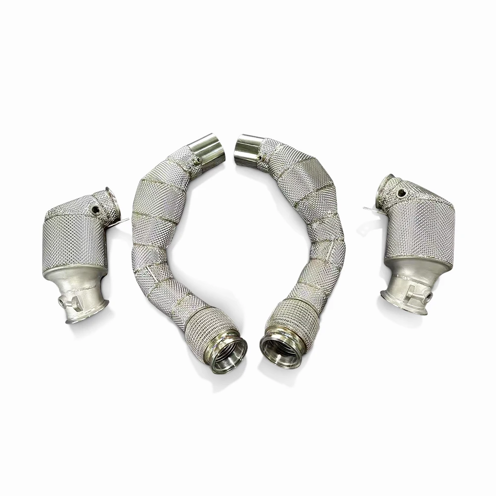 Catalytic down pipe with Heat Shield for BMW X6/X6M 4.4T V8 2019-2023 , high-quality 304 stainless steel exhaust pipe