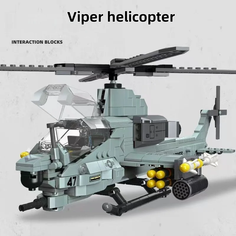 576 stuks Viper helikopter bouwsteenspeelgoed, woondecoratie en doe-het-zelf-montagespellen voor volwassenen en tieners, vakantiecadeaus