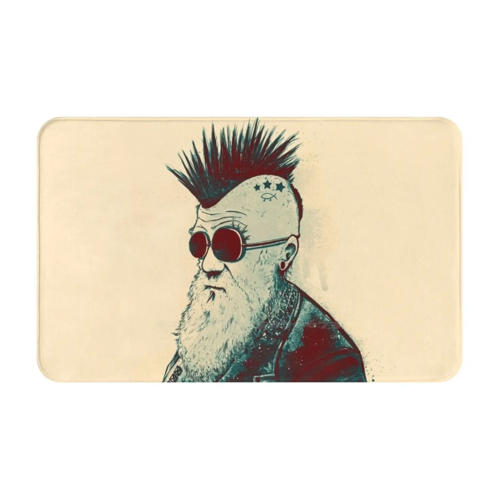 Evolution Of Soft Cushion Car Home Carpet Door Mat Darwin Theory Evolution Science Portrait Punk Mohawk Piercing Studs Spikes