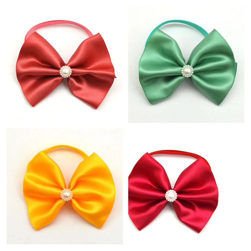 50/100 Solid Small Dog Cat Bow Tie Bulk Neck Tie Bowties For Dogs Pets Adjustable Kitten Pet Grooming Accessories Pet Supplies