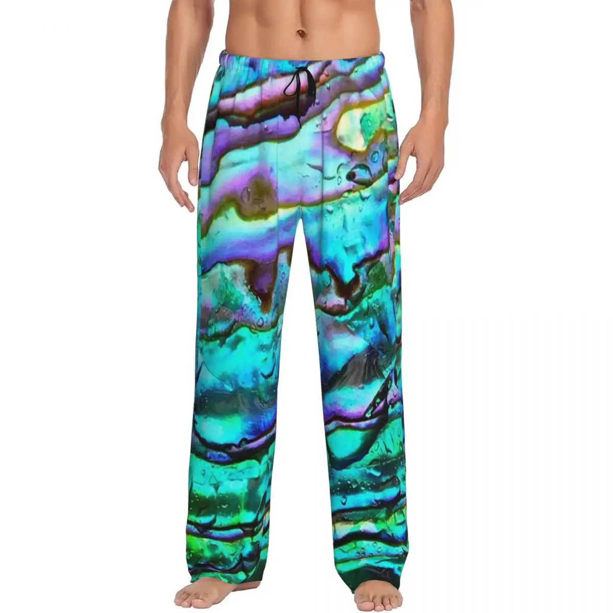 Custom Abalone Shell Pattern Up Close Pajama Pants Men Sleepwear Sleep Lounge Bottoms with Pockets