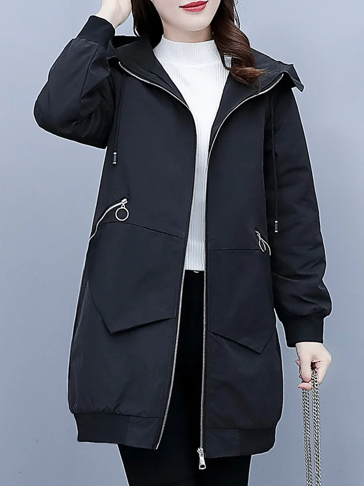 plus Size Women's Cotton Jacket Mid-Length Spring New Style Comfortable Cotton Clothes for Heavy Girls Korean Style Coat