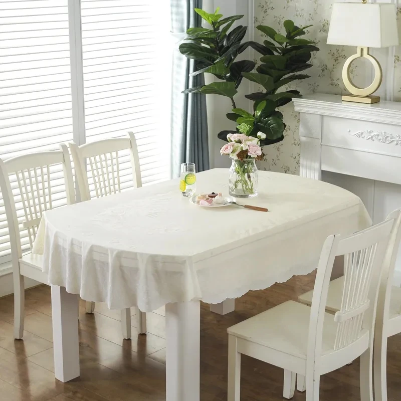 Elliptical Floral Pattern Tablecloth Oil Resistant Dining Table Cloth PVC Waterproof Tablecloth Household Hotel Banquet Decor