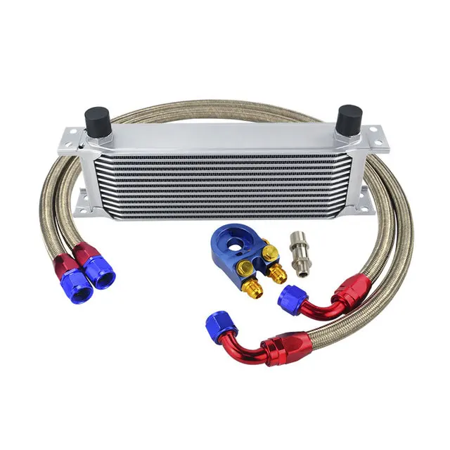 

13 Row Oil Cooler KIT + Oil Filter Sandwich Adapter + Nylon Stainless Steel Braided Hose Dropshipping