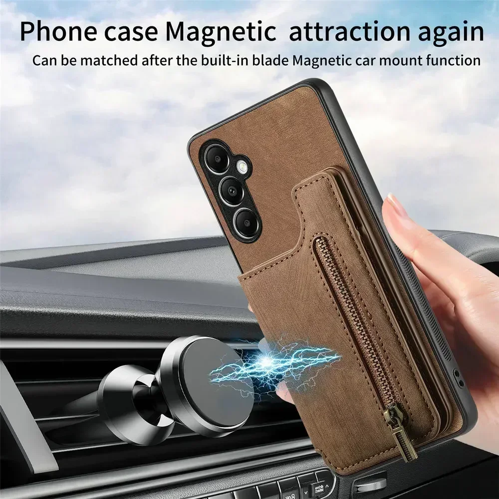 Zipper Wallet Leather Case for Samsung Galaxy A57 A17 A54 A34 A36 A06 A16 A56 Phone Etui Samsung A55 A35 A15 A37 5G Card Cover