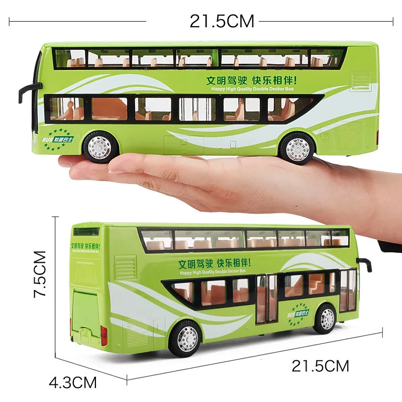 1:32 alloy pull back bus model, high imitation double decker bus,flash toy vehicle, free shipping