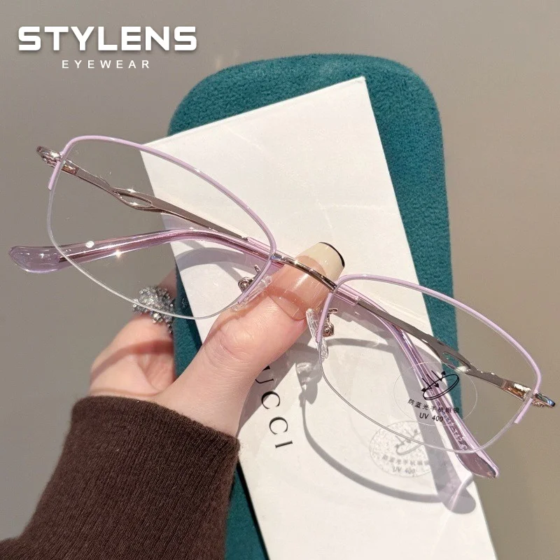 STYLENS New Rectangle Myopia Prescription Glasses Women Men Anti Blue Light Currents Reading Glasses Custom Progressive Eyewear