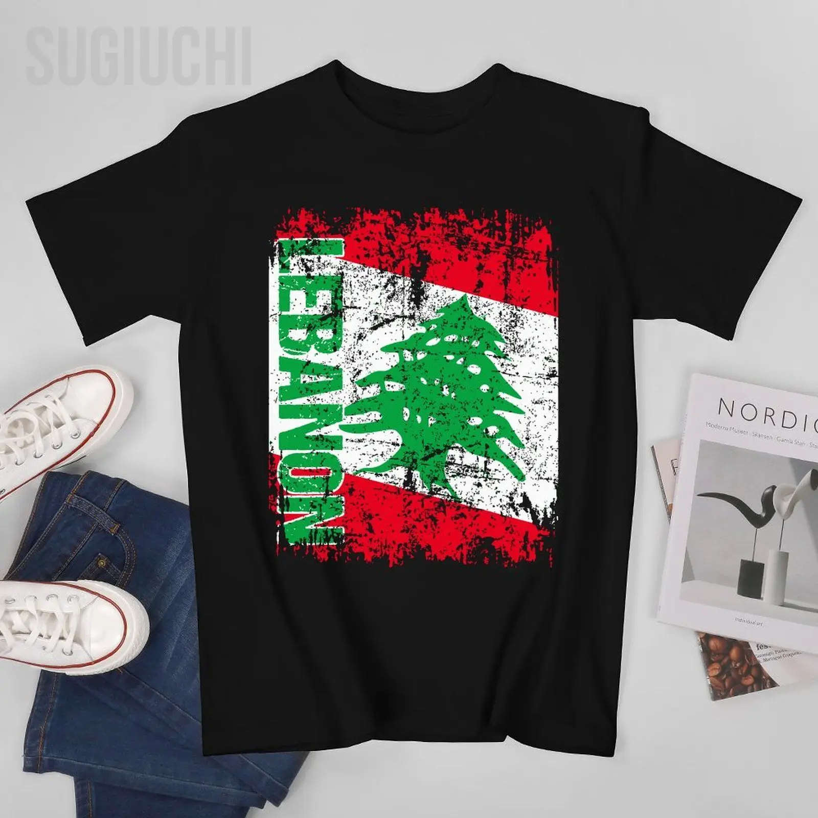 Unisex Men LEBANON Flag Vintage Distressed LEBANON Tshirt Tees T Shirts Women Boys 100% Cotton T-Shirt