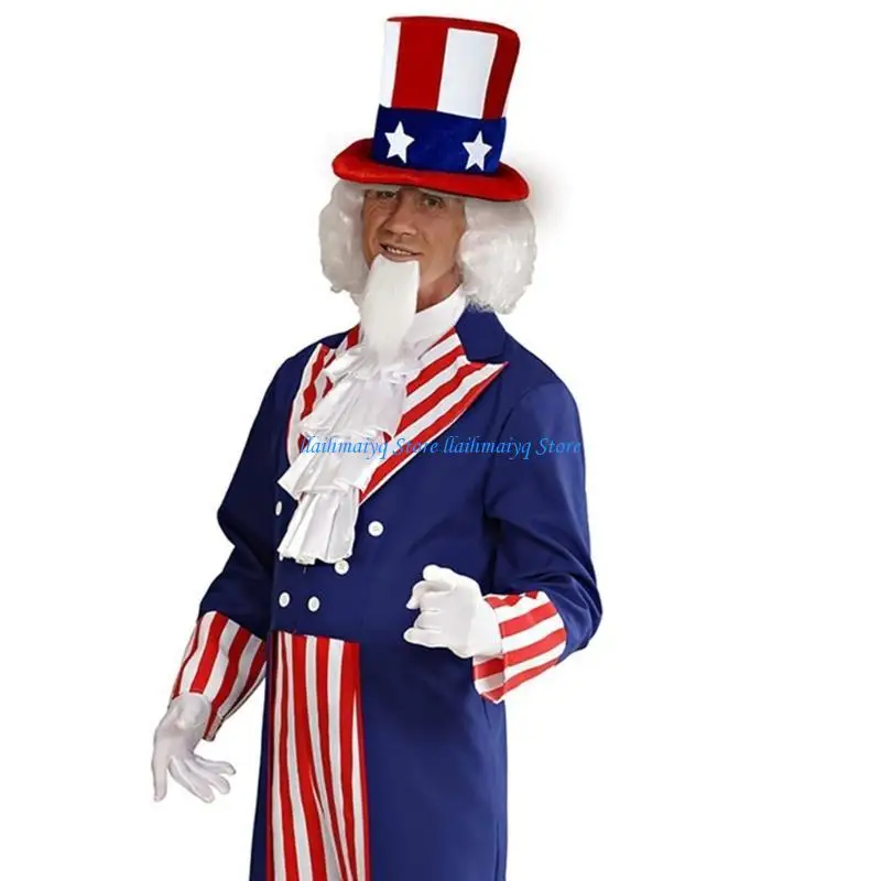 573B احتفالي يوليو 4th Stovepipe قبعة وربطة عنق مجموعة لمتجر كشك السوق ملحق عيد الاستقلال قبعة حفلة زي