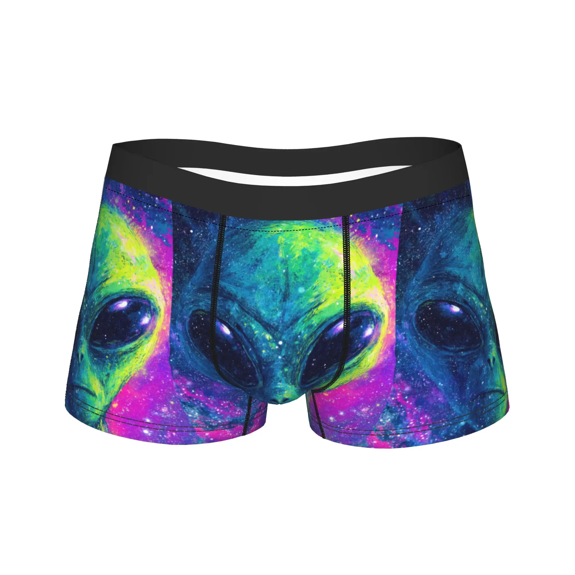 Cosmic Alien Pattern Underwear  Soft Trend Underpants Printed Boxer Brief For Men Pouch Plus Size Trunk