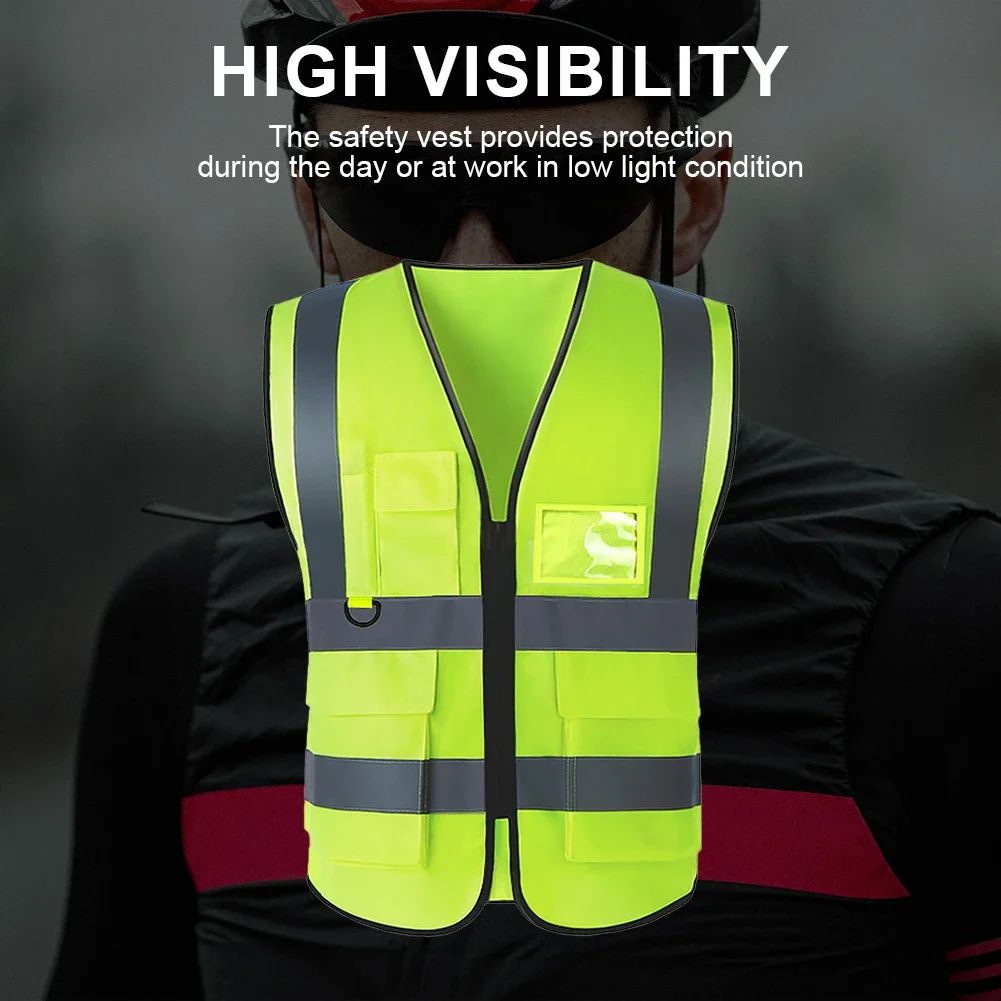 1-10PCS High Visibility JACKET for Driver Workers Multi-pocket Reflective Vest 2 Reflective Strip Railway Coal Miners Sport Vest