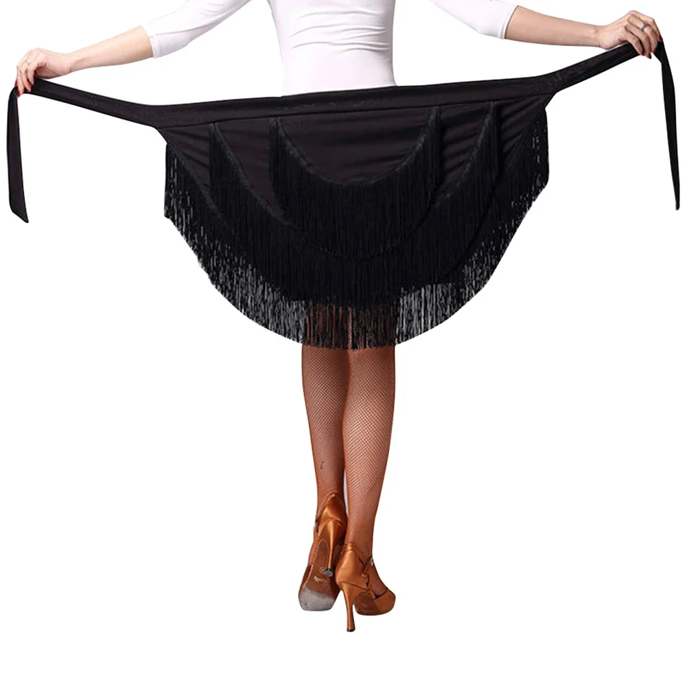 Jupe de danse latino con frange pour femmes, frange à pampilles, écharpe pour la pratique du gril, samba, tango, chacha, phtalHip