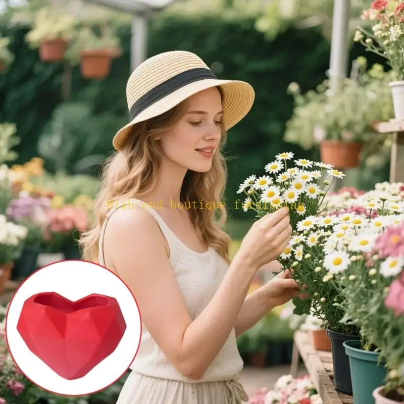 L9NB Fascinating Geometric Heart Vases User Friendly Polylactic Acid Artistic Flower Holders