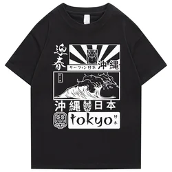 Camiseta 100% algodón estilo Hip Hop, camisa de manga corta con estampado de Tokyo Wave, estilo Harajuku, Retro japonés, a la moda, para verano, 2024