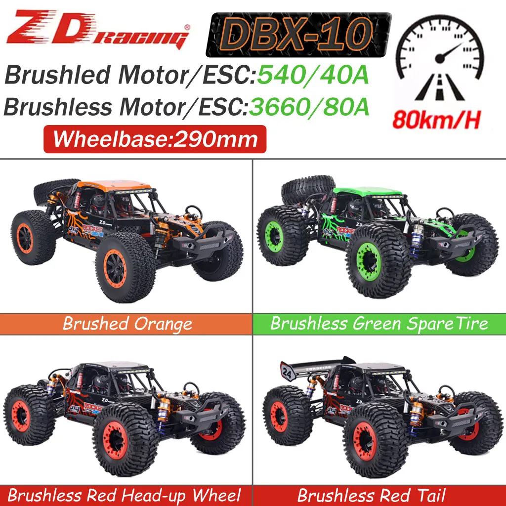 

ZD Racing ROCKET DBX-10 RC Desert Truck 2.4GHZ 1/10 Four Wheel Drive Remote Control 80km/h Off Road Buggy Cars Gift Boys Toys