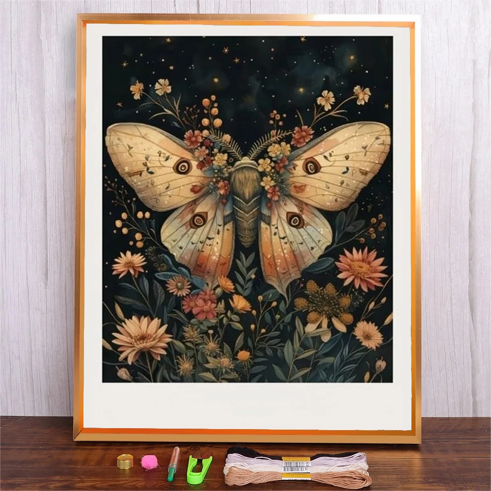 

Butterfly Patterns Embroidery Kits Full Printed Canvas Cross Stitch DIY Needlework For Living Room Wall Home Decoration 40x50cm