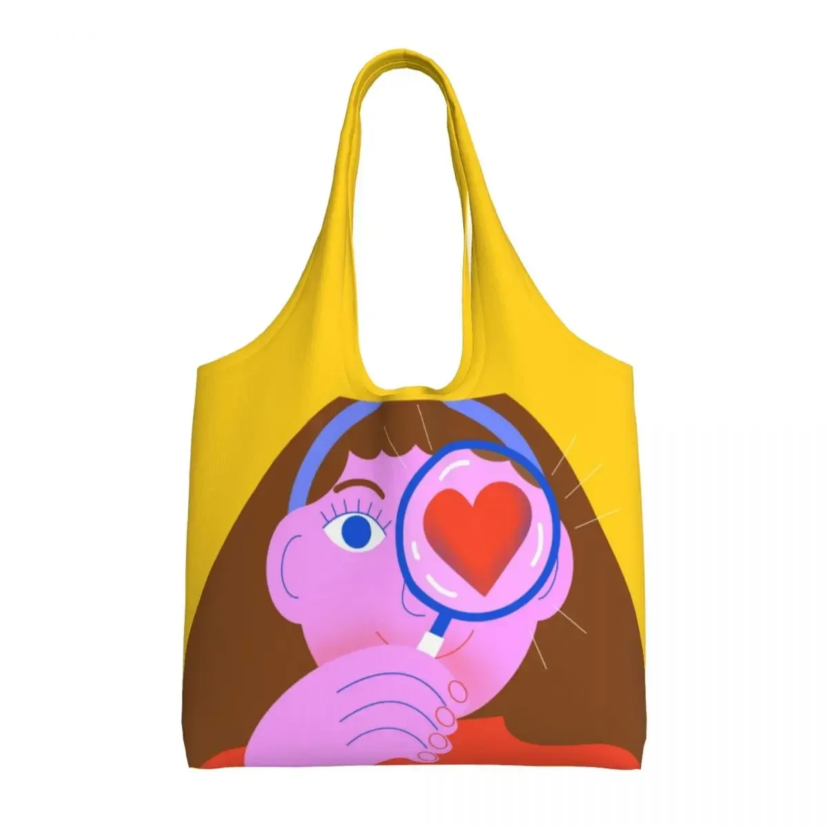 Looking For Love Grocery Shopping Bag Canvas Shopper Shoulder Tote  Big Capacity Washable Street Mmural Art Eldridge Handbag