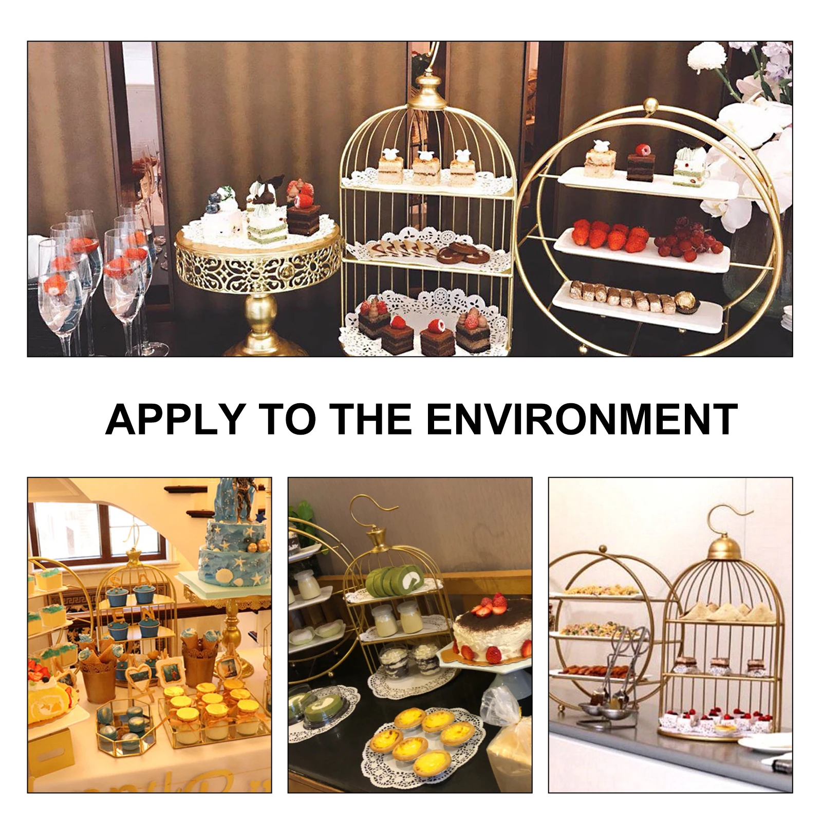 

Bird Cage Cake Display Stand 25cm Wrought Iron Luxury Three-Layer Dessert Rack Birthday Party Wedding Snack Holder
