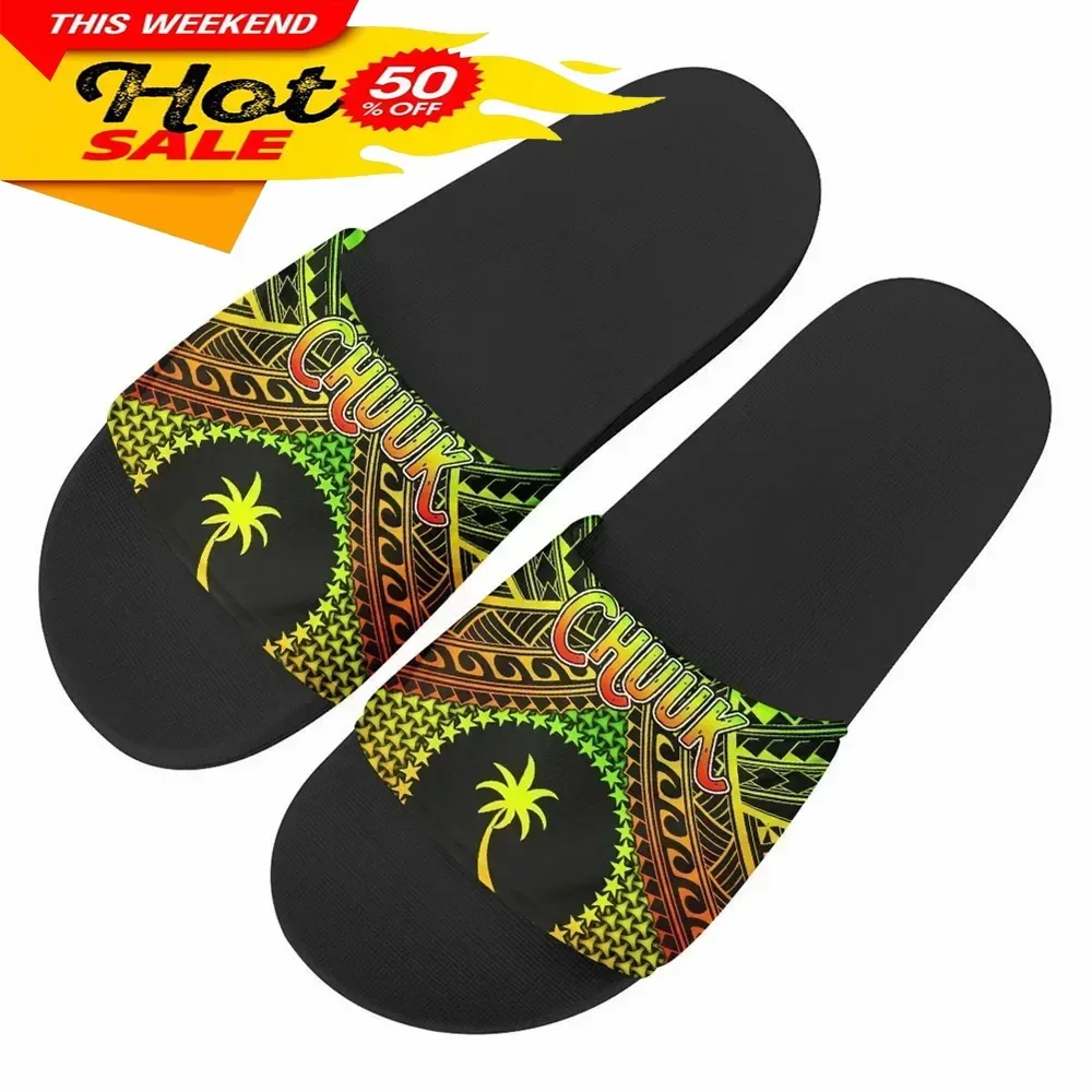 Pantoufles imprimées tribales pour femmes, Chuuk polyneisan bleu, sandales de plage design, chaussures pour filles, pantoufles pour dames