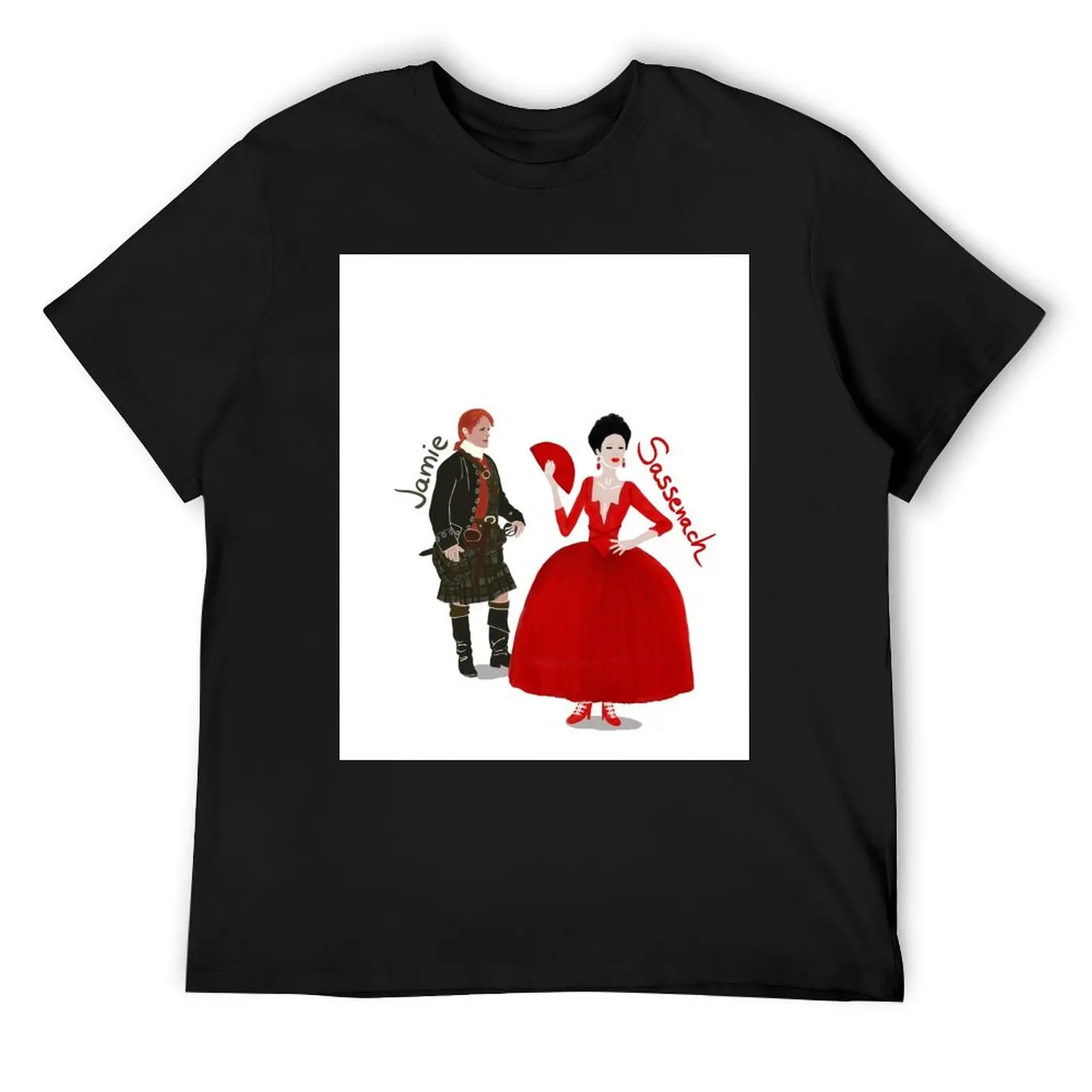 Sassenach and Jamie Fraser, Outlander T-Shirt man clothes shirts graphic tee customizeds Men's t shirts