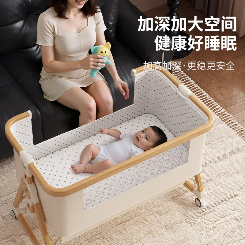 Multifunctional aluminum alloy crib splicing bed baby bassinet bed movable, portable folding newborn