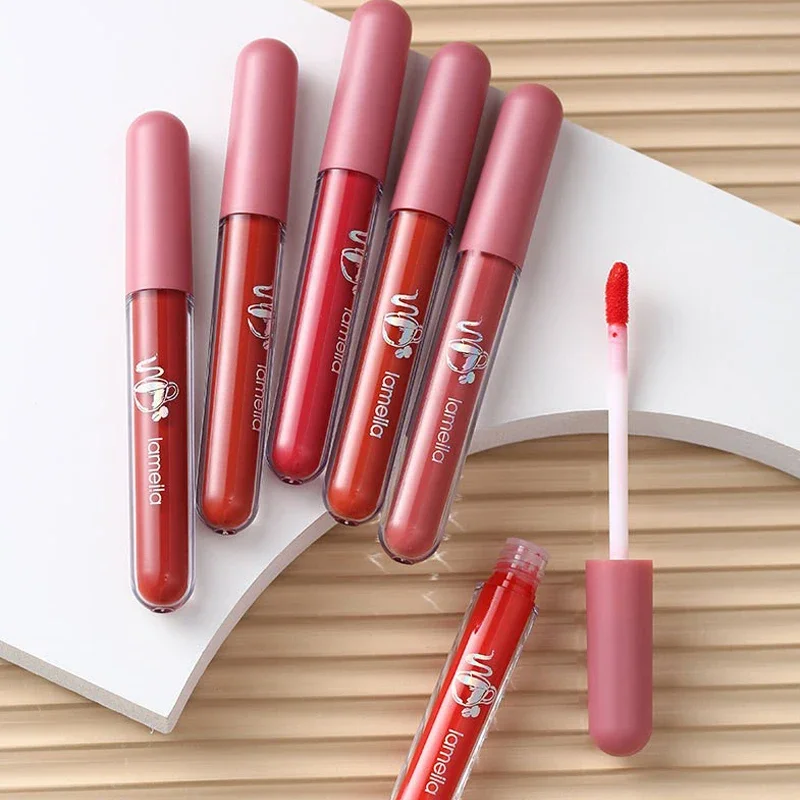 6 Colors Sexy Velvet Lip Gloss Moisturizing Liquid Lipsticks Long Lasting Non Stick Cup Red Lip Tint Women Makeup Cosmetics