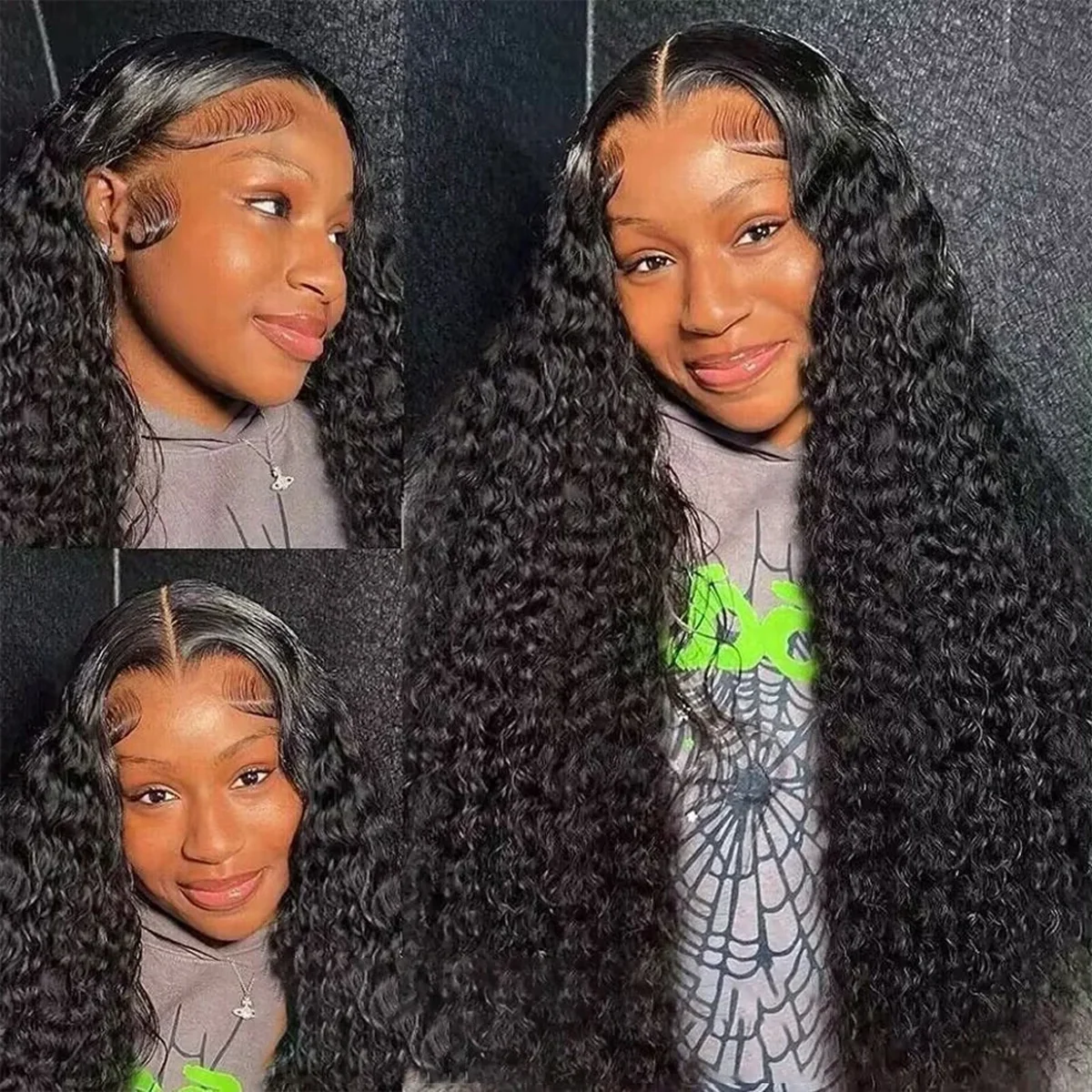 

36 дюймов 200% Плотность Глубокая волна 360 5*5 13*4 13*6 HD Прозрачный парик фронтальной части шнурка Предварительно выщипанные бразильские парики из человеческих волос для женщин