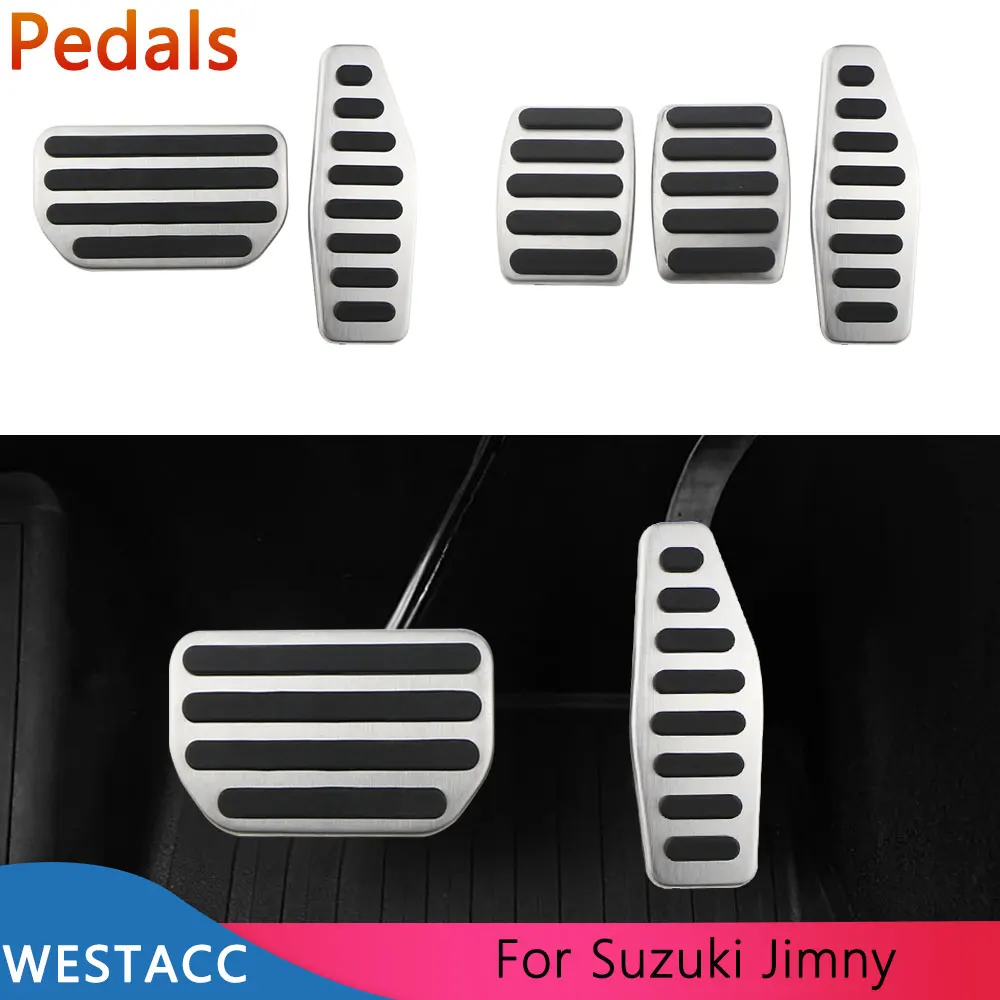 Stainless Steel Car Pedals for Suzuki Jimny JB74 JB64 2019 2020 2021 2022 AT MT Gas Brake Pedal Pad Cover Parts Accessories