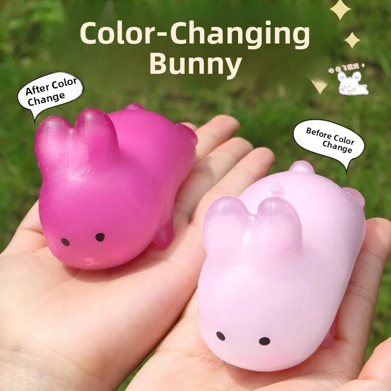 Stress Relief Rabbit Toy Heart Shaped Color Changing under Light Squeezable Slow Rebound Children's Toy for Ages 3 And up