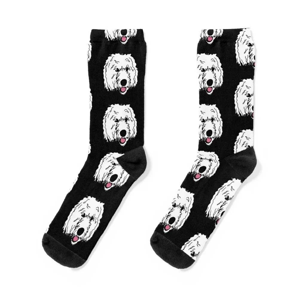 White LabraDoodle Perro Goldendoodle Dog Socks gifts Lots Stockings Men's Socks Luxury Women's