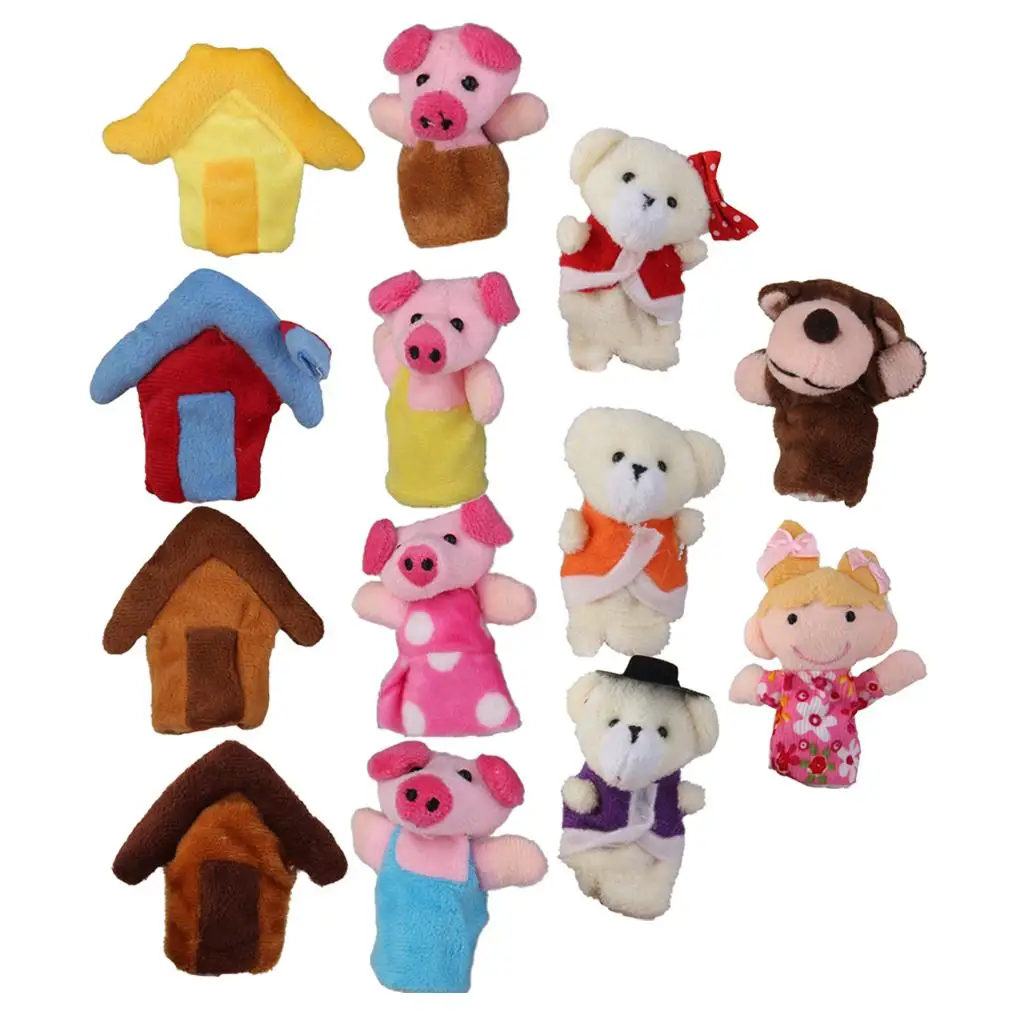 Animal Finger Puppet Velvet Cloth Doll Set Educational Story Puppets for Home School Theater