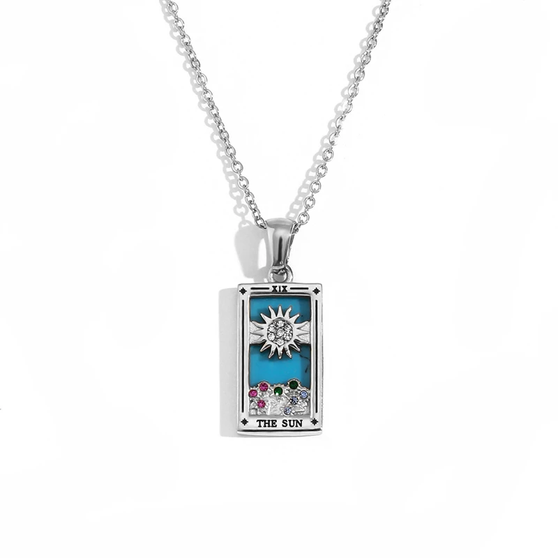 Fashion niche pendants stainless steel-plated 18K Gold retro original innovative tarot card necklace