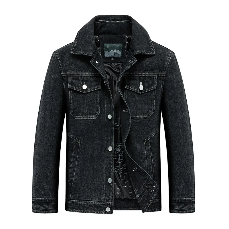 Denim Jacket Men's Autumn Casual Lapel Tooling Jacket Washed Denim Jacket Men's