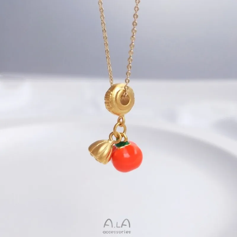 Sand Gold Good Things Happen Again And Again, Persimmon Pendant, Bracelet, Necklace, Red Rope Woven DIY Accessories Pendant.