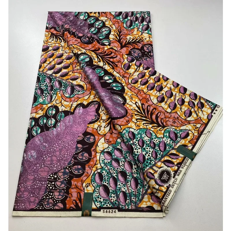 Nuovo tessuto africano con stampa a cera Ankara Kitenge Pagne Perizoma Batik All'ingrosso Golden Glitter Grand 100 Materiale di cotone per cucire 6yar