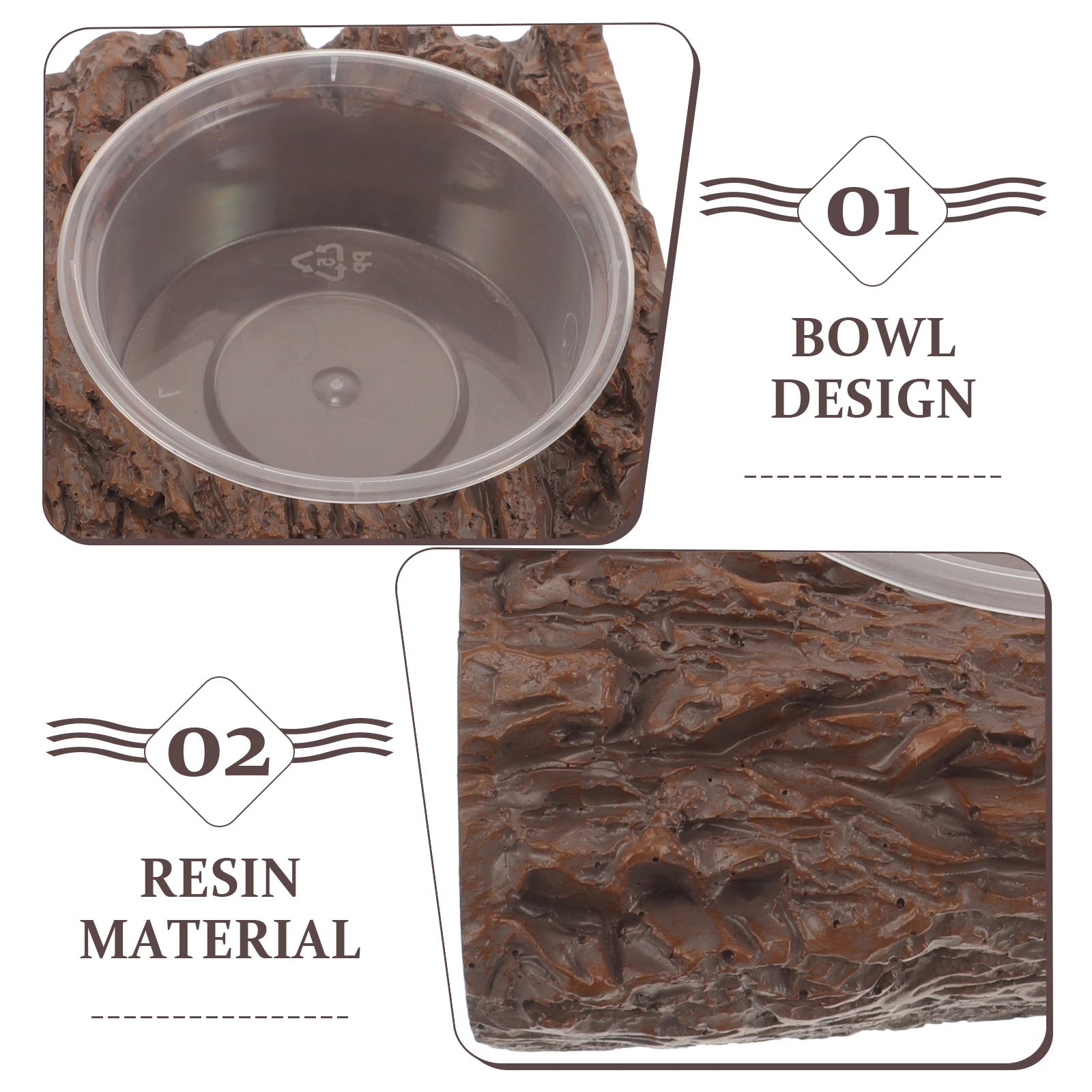 

Feeding Bowl Reptile Water Feeder Animal Dish for Reptiles Large Resin Lizard Food and