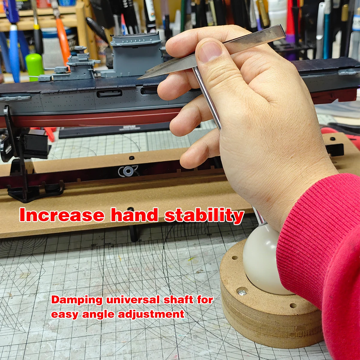 Modellbausatz, Werkzeuge zum Ausmalen, Präzisions-Handstabilisator, drehbare Kugelhalterung für Pinzetten, Malpinsel, Schnitzereien, Gravuren – Detail 3