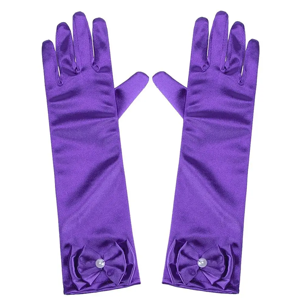 Gants de spectacle de danse de princesse pour enfants, mitaines à doigts complets, accessoires de jupe de princesse, gants longs pour enfants