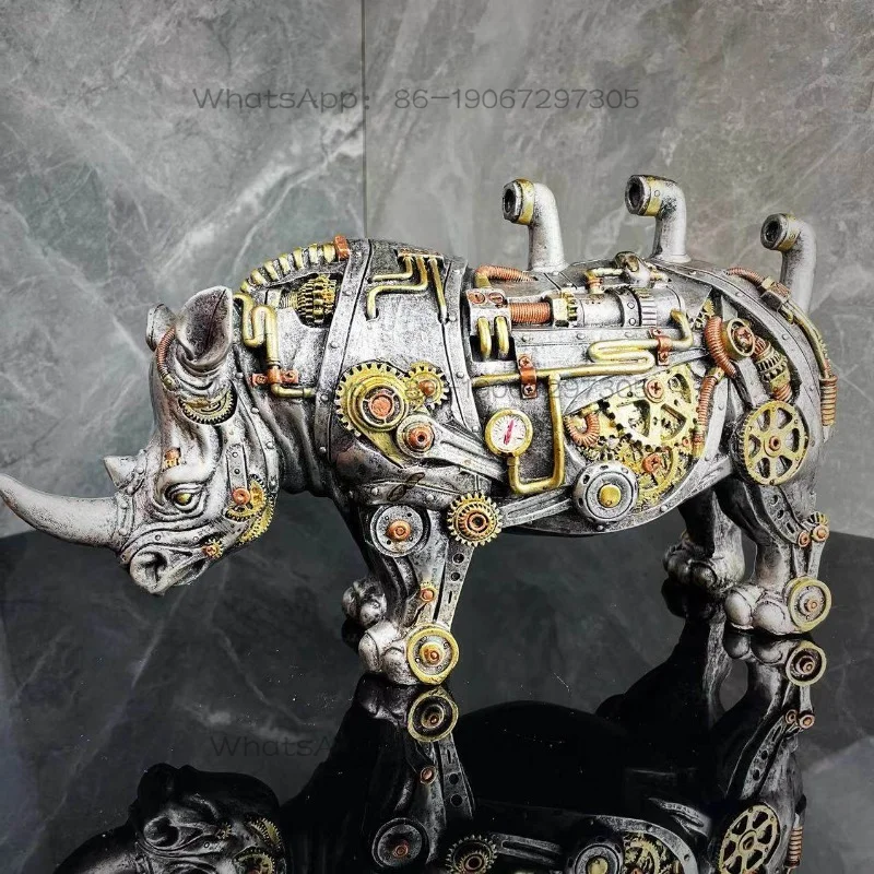 

Гигантская металлическая фигурка в стиле Steam "Кровожадный Носорог" для коллекционирования и декора